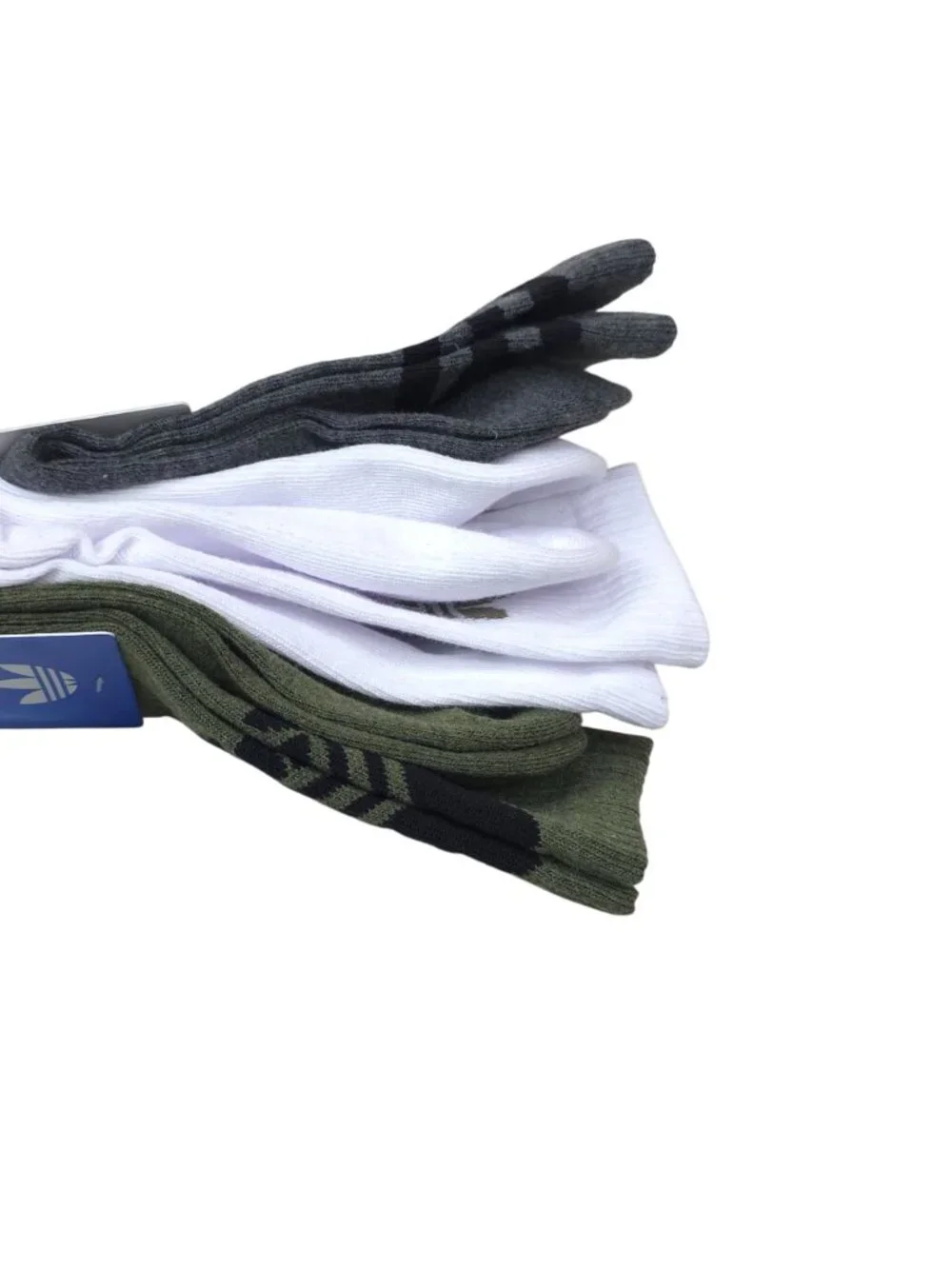 Adidas Mens 3-Pack Cushioned Crew Socks Olive Strata Green/White/Heather Grey
